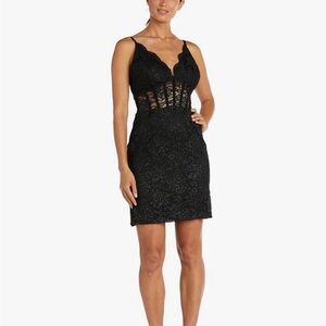 Elegant Black Lace corset dress NWT